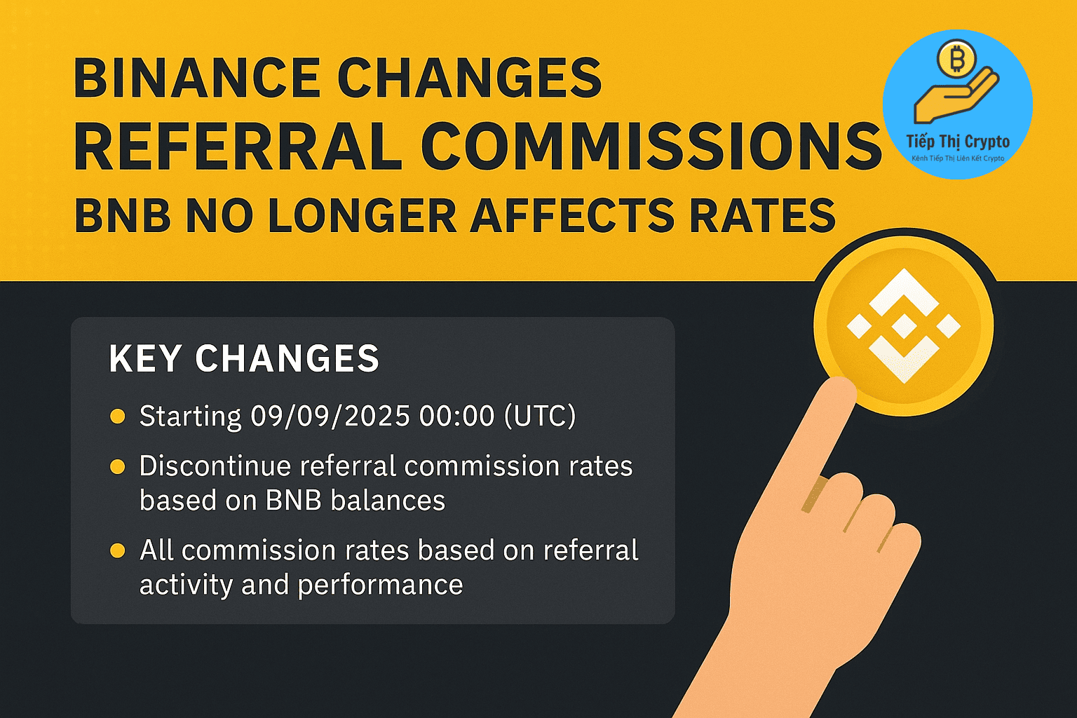 Binance thay đổi chính sách hoa hồng giới thiệu: BNB không còn ảnh hưởng đến tỷ lệ thưởng
